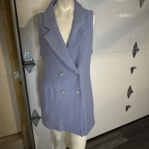 VETEMENTS Cappotto lungo senza maniche donna Tahari misto lana blu Taglia M