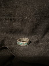 Turquoise And Silver Ring Band Size 7 1/2