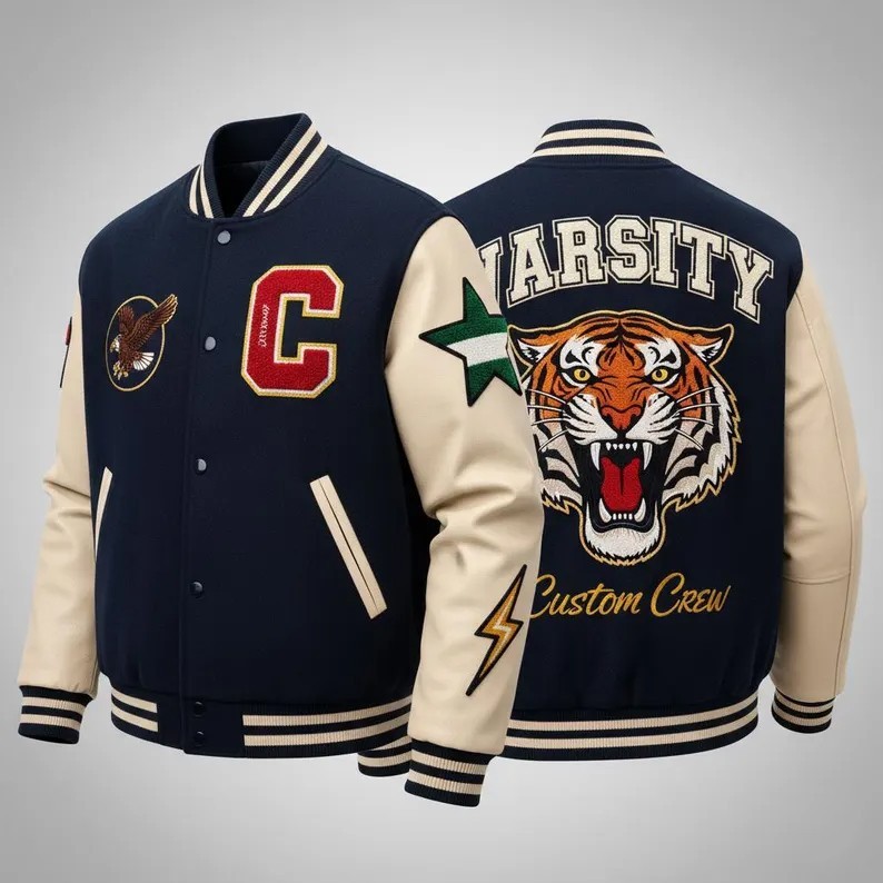 Chaqueta Universitaria Bordada Personalizada Chaqueta Letterman Nombre y Logo