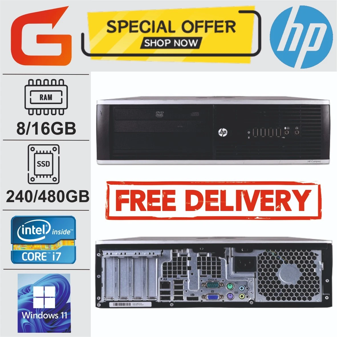 ミニPC HP Compaq Elite 8300  i5-3570s 　SSD HP Compaq Elite 8300 Small Form Factor (SFF) Integrated/On-Board