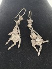Dove Hand Dangle Earrings Vintage Sterling Silver Mexico