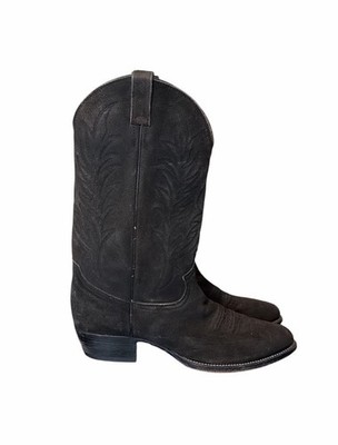 Justin Black Suede Boots 10.5 EE Wide Western Ranch Rodeo Cowboy Leather Country