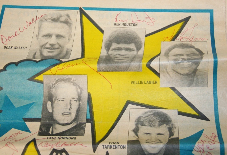 Periódico firmado por la corte de fútbol profesional 1986 x11 Bobby Layne Doak Walker +9 Foto 4 de 4