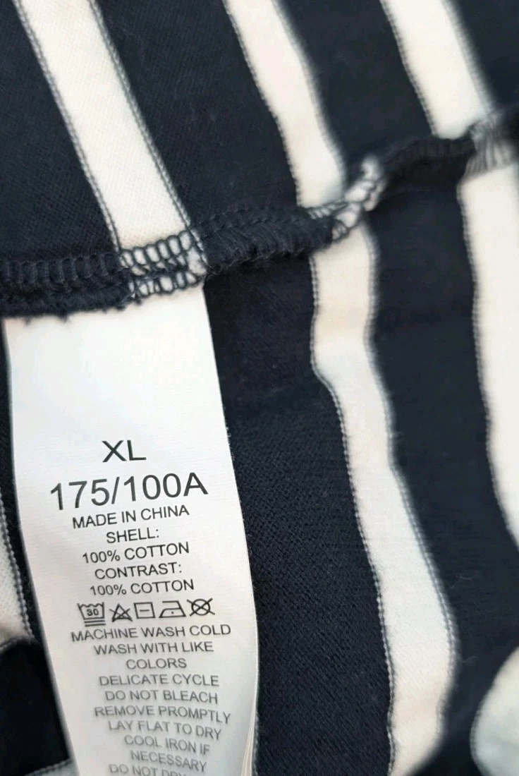 Abito T Shirt Kate Spade XL Bue Bianco Righe Girocollo Manica Corta Maglia 196