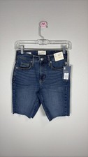 Universal Thread High Rise Bermuda Denim Shorts Raw Hem Blue Size 00