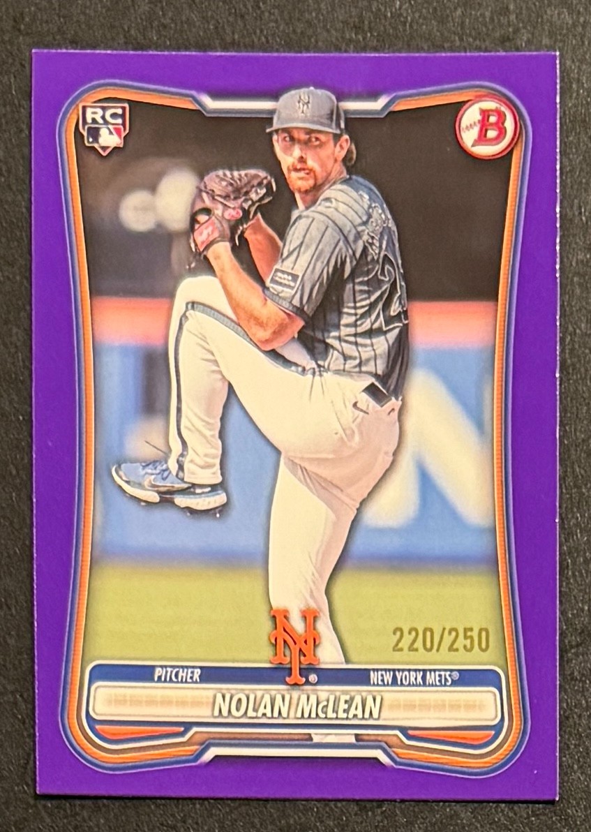 2026 Bowman Nolan McLean #85 True Purple Paper # /250 New York Mets Rookie RC