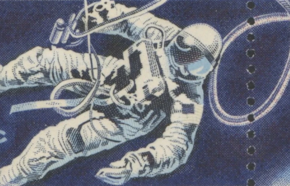 US EFO SC#1331-1332 5¢ SPACE WALKING PAIR MISSING RED PATCH MNH OG - Image 2 of 3