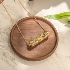 French Vintage Kaleidoscope Pendant Necklace Women Retro Choker Chain