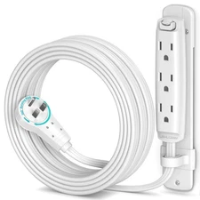 360 Degree Rotating Flat Extension Cord 10 Ft Multi 3 Outlet Power Cord with ...