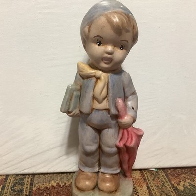 Vintage Boy Figurine With Book And Bag Homco Vintage 