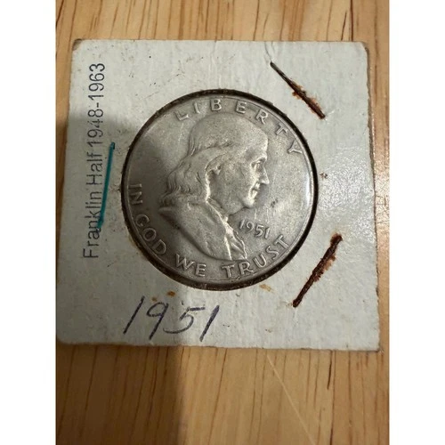 1951 Franklin Half Dollar 90 Percent Silver US Mint Vintage Coin Liberty Bell
