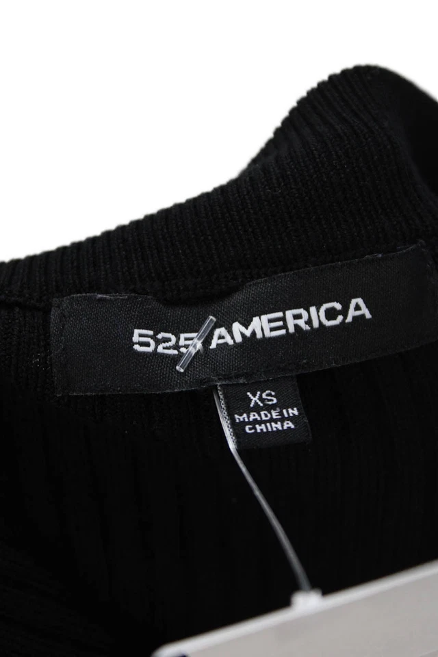 Top tejido 525 America para mujer manga larga texturizado cuello redondo negro talla XS Foto 4 de 4