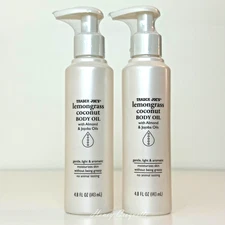 2 Pack Trader Joe's Lemongrass Coconut Almond Jojoba Body Oil 4.8 Fl Oz