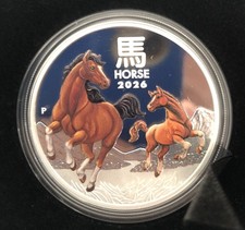 2026 Year Of The Horse 1oz SILVER PROOF COLOURED coin Perth Mint incl Box & COA