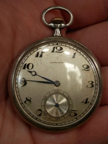 Antique Longines 900 Silver Open Face Pocket Watch Size 8s