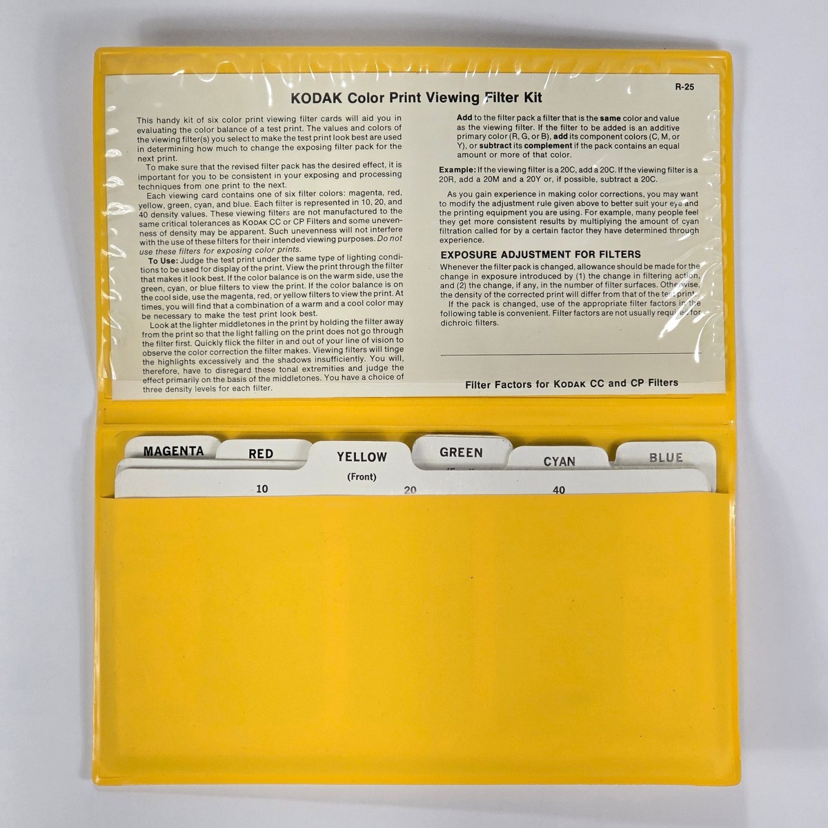 Kodak Color Print Viewing Filter Kit R-25 6 Color Panels | eBay
