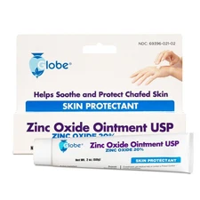 GLOBE Zinc Oxide Ointment 20%, 2 Ounce Tube, Advanced Skin Protection, for Diape