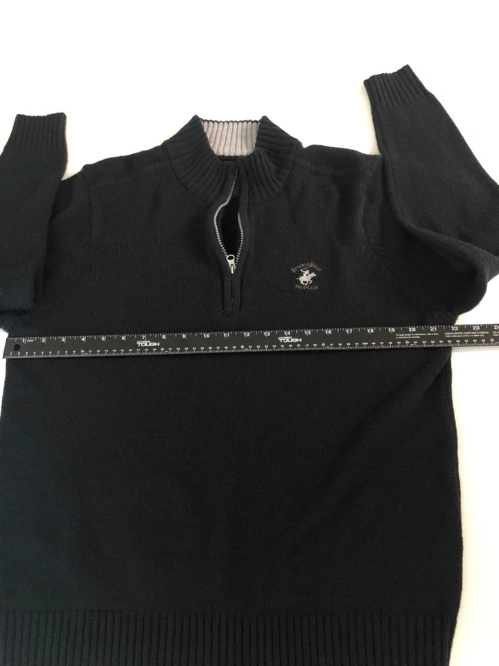 BEVERLY HILLS POLO CLUB Sweater Men's Size M Quarter Zip Longsleeve Color Black - Image 3 of 4