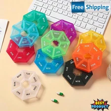 Weekly Pill Organizer 7Day Pill Box Medicine Travel Case Holder Tablet Dispenser
