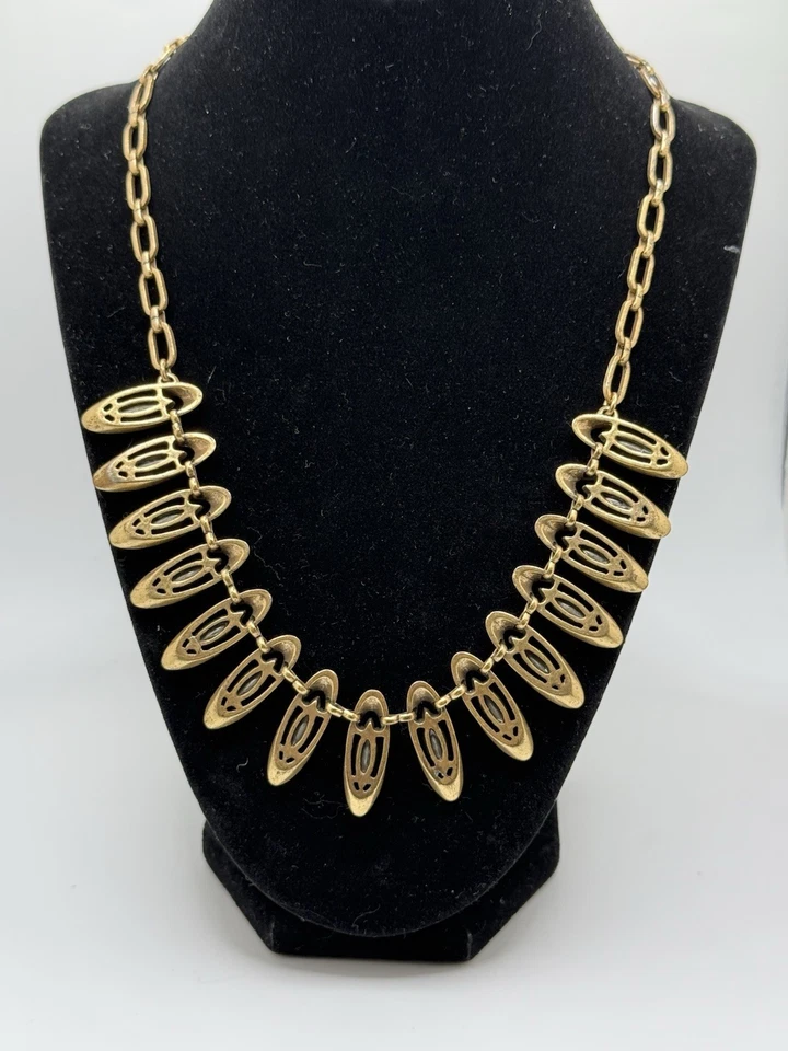 Collar J.Crew Estrás Transparente Tono Dorado Bronce Elegante Declaración Foto 4 de 4