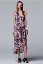 Simply Vera Wang Women’s Purple Floral Romance Hi Low Hem Dress Size Medium