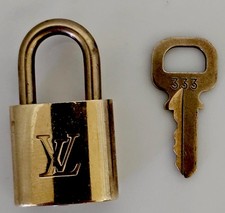 LOUIS VUITTON 333. PadLock Lock Key Brass Gold Authentic Number 333