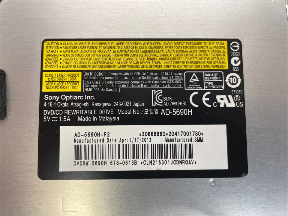 Apple iMac A1312 AD-5690H-P2 DVD-RW Drive 678-0613B Sony Original - Image 2 of 4