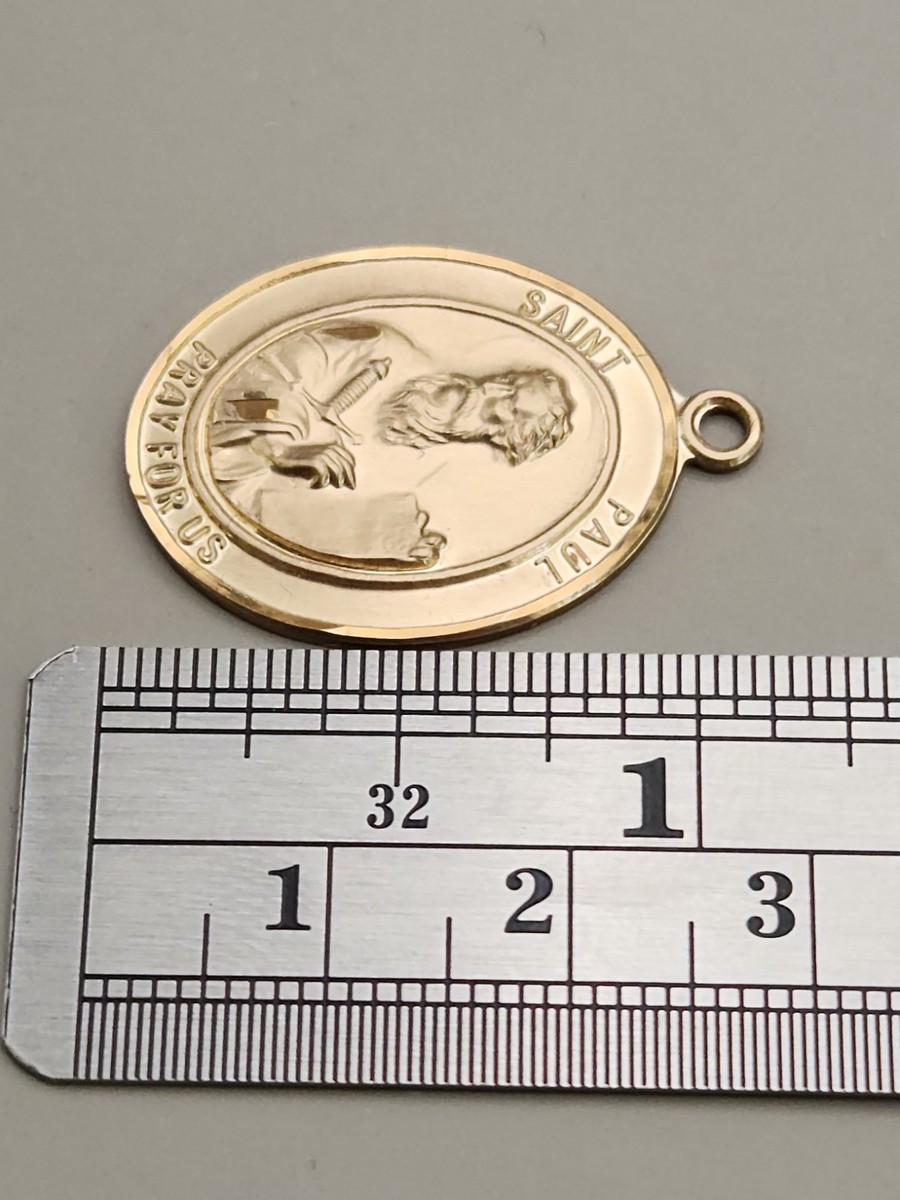 Saint Paul Pray For Us 12k GF Gold Filled Yellow Medallion Bliss