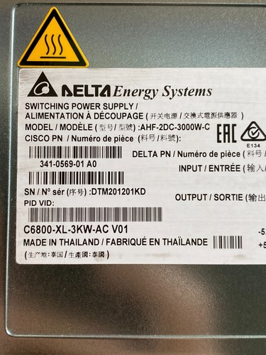 Cisco C6800-XL-3KW-AC Catalyseur 6807-XL 3000W Alimentation 45 Jour Garantie - Photo 2/3