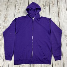VTG 80S PURPLE BLANK FULL-ZIP HOODIE GRUNGE SKATE USA MADE SWEATSHIRT MT MEDIUM