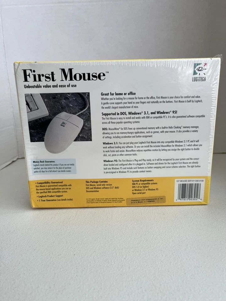  Logitech First Mouse Wheel PS/2 Wired Trackball Model 1340 NEW  - Image 3 of 4