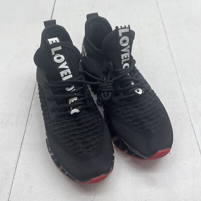 Mens Black & Red Fashion Lace Up Blade Running Shoes Size 38 US 7.5