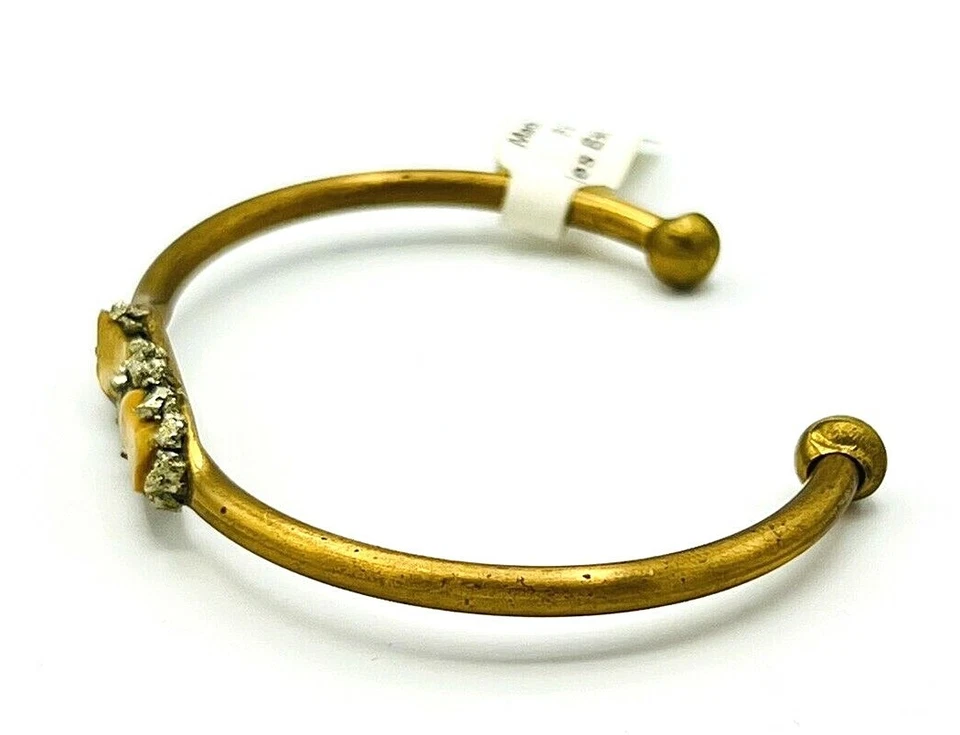 Marly Moretti 橙色方解石 Pyrite 黄铜袖口手链 全新 — 第 3/4 张图片