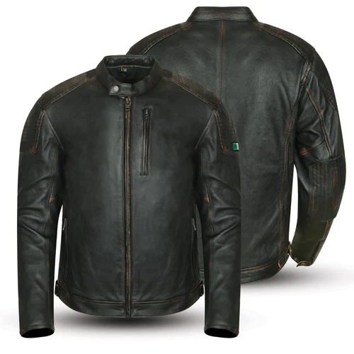 Vintage LOSTFRONTIER Removable Leather Motorcycle Jacket Protections Cafe' Racer CE