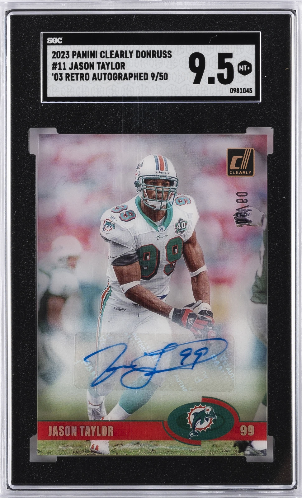 Jason Taylor Panini Clearly Donruss Clearly Retro 2003 #11 Autograph