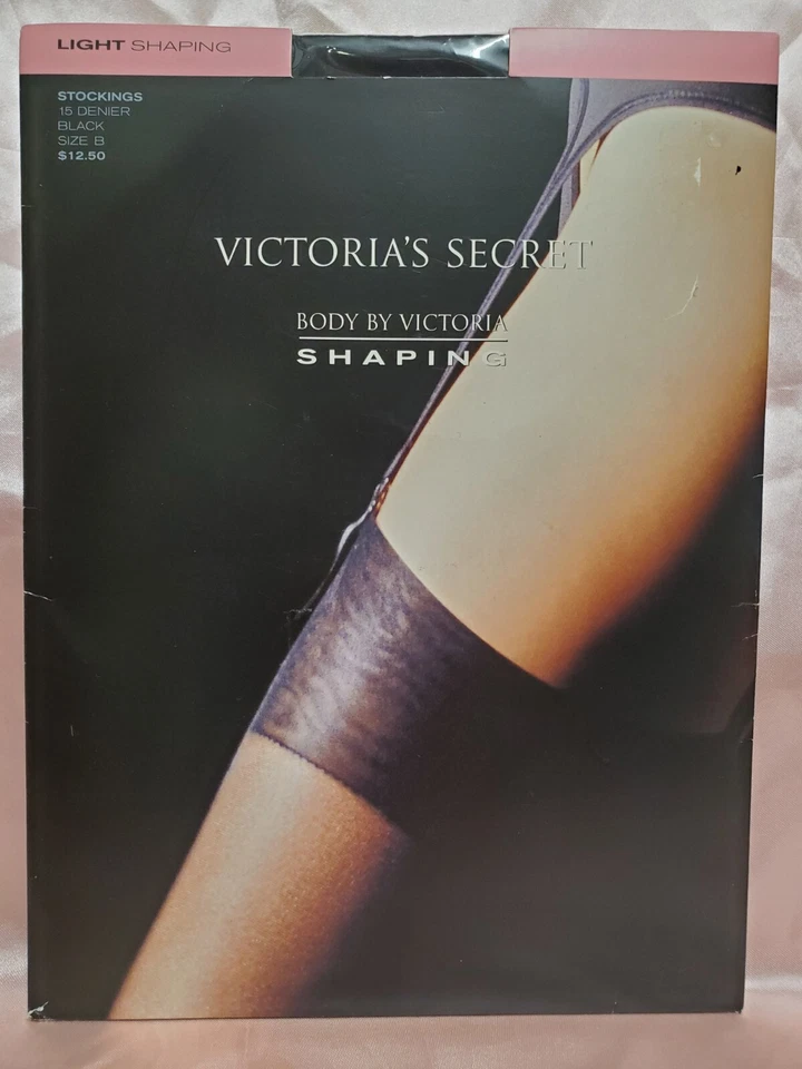 VICTORIA'S SECRET Light Shaping Garter Stockings Thigh High Size B Black Sissy - Image 2 of 4