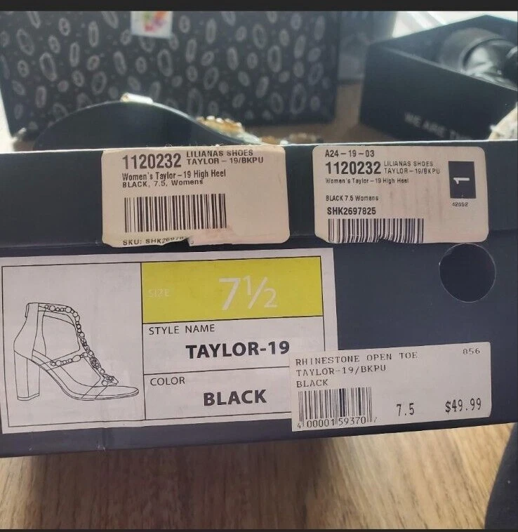 Zapatos para mujer Liliana Taylor-19 transparentes negros con joyas talla 7,5 punta abierta” Foto 3 de 4