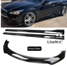 Front Bumper Lip Spoiler Splitter Side Skirt For Infiniti Q50 4-Door Body Kit