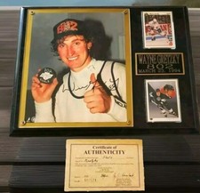 802 GOALS 15 12 WAYNE GRETZKY HOF LA KINGS NHL SIGNED PHOTO PLAQUE CARDS VINTAGE