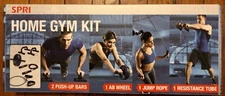 SPRI Home Gym Kit (Jump Rope Push-Up Bar AB Wheel Resistance Tube) New In Box