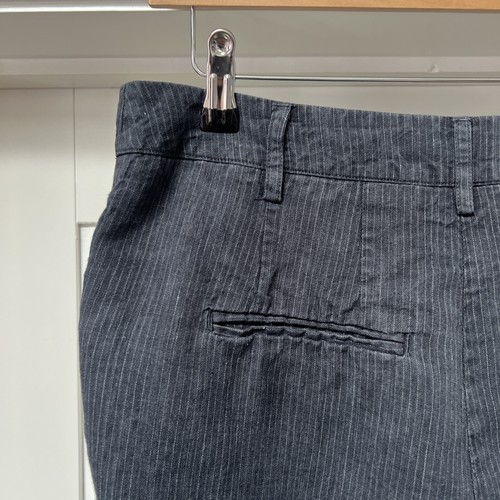 Toast Trousers Women's UK 12 Blue Striped 100% Linen Wide Leg Cropped Pants - Picture 9 of 15