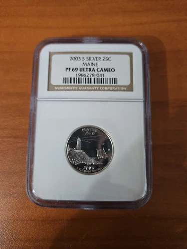2003 S Silver Proof Maine State Quarter NGC PF 69 Ultra Cameo