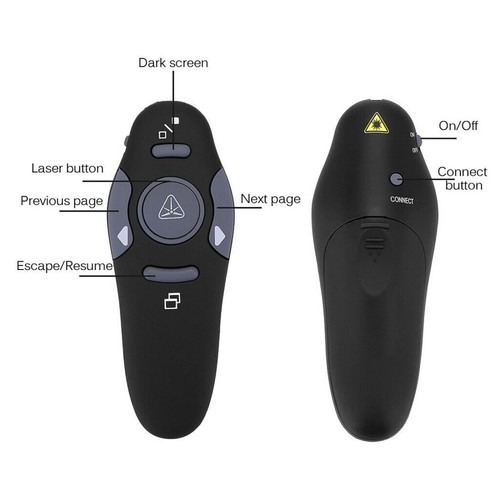2.4 GHz USB Wireless Presenter PPT Clicker Remote Red Laser Mac Laptop Computer - Picture 3 of 12
