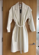 Perspective Hilde Coat Uk 10 Ecru Ivory Comfortable Fit Drop Sleeves Midi £289