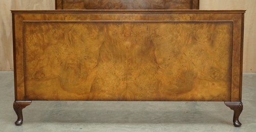 STUNNING DOUBLE SIZED CIRCA 1900 BURR WALNUT ENGLISH BEDSTEAD FRAME PART SUITE - Picture 7 of 12