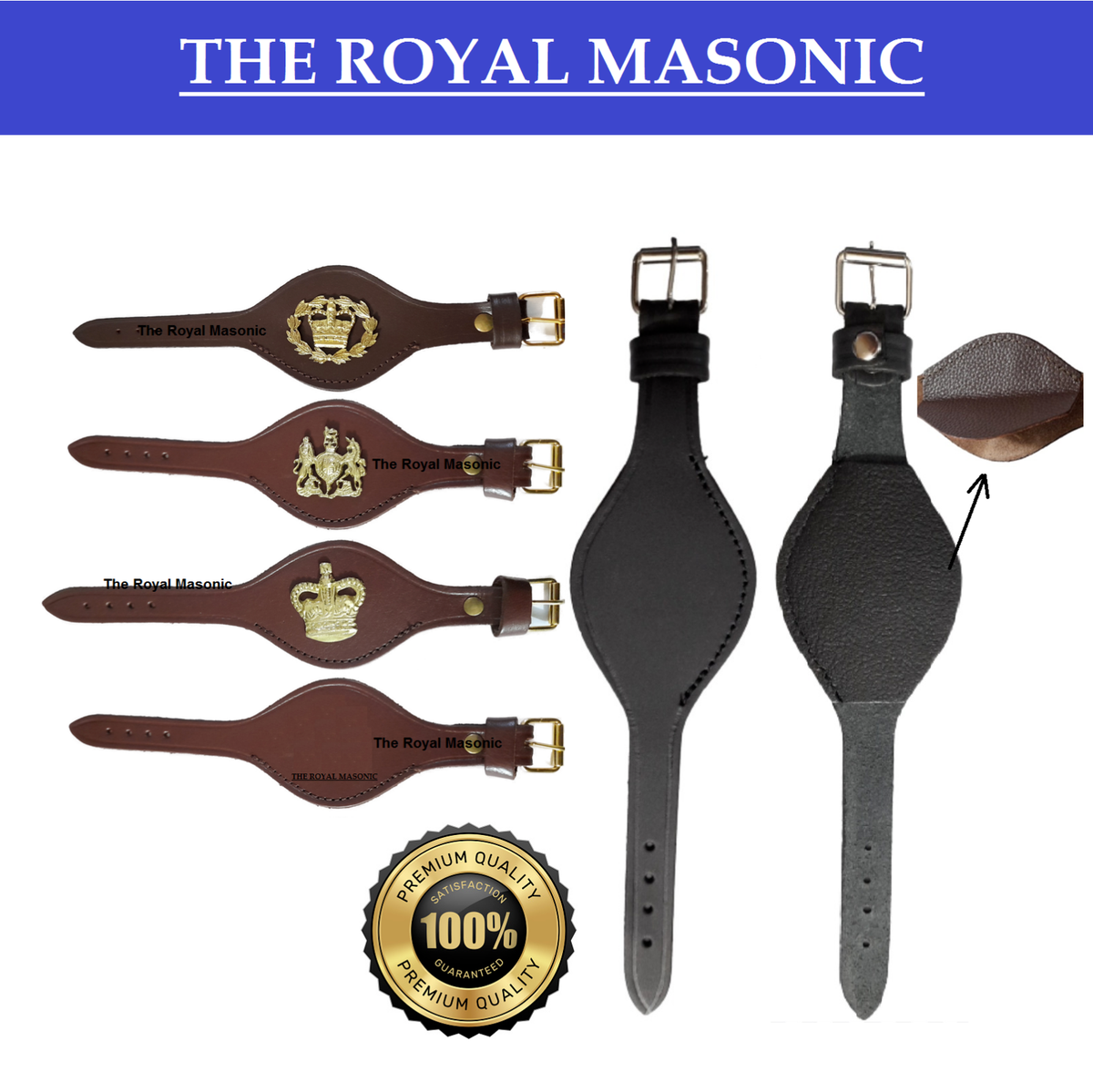 Wrist Rank Strap Genuine Military Issue Brown Leather No Insignia Made In UK - Foto 3