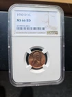 1950 D LINCOLN WHEAT CENT PENNY MS66 RD NGC