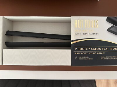 Hot Tools Pro Artist Black Gold Evolve Ionic Salon Hair Flat Iron 1 1/4