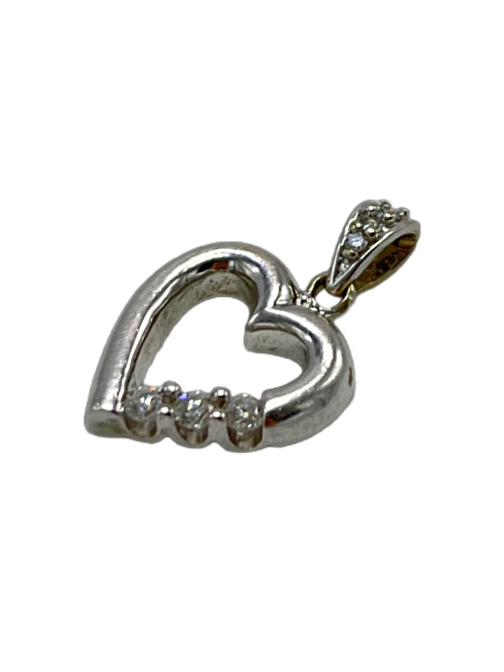 Dije de corazón "Pasado, presente, futuro" de oro 14k con diamantes Foto 4 de 4