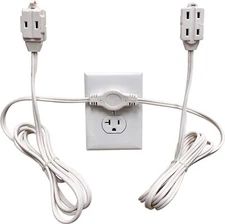 Twin Extension Cord Power Strip - 12 Foot Cord - 6 feet on Each Side - Flat Head